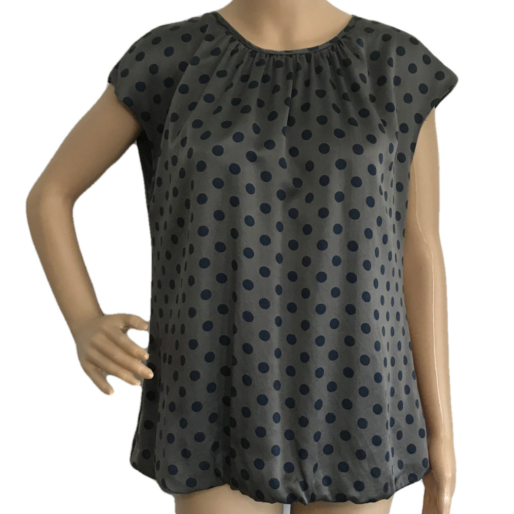 Graham & Spencer Gray Polka Dot Silk Top S